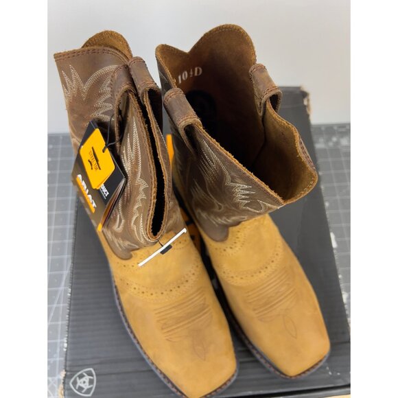 Ariat Men’s Workhog 10.5 D Medium Brown Leather Work Boots Electrical Soft Toe - Picture 3 of 12